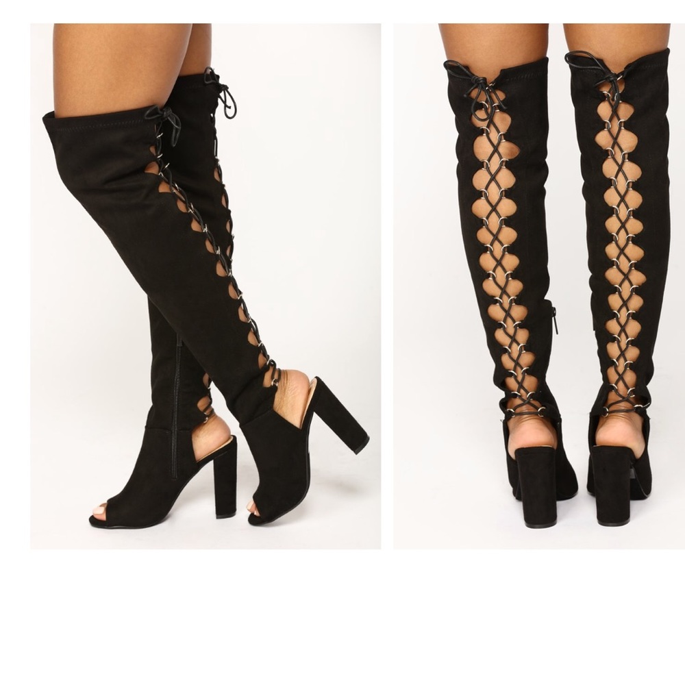 BRAND NEW Fashion Nova Over the knee Lace up heel